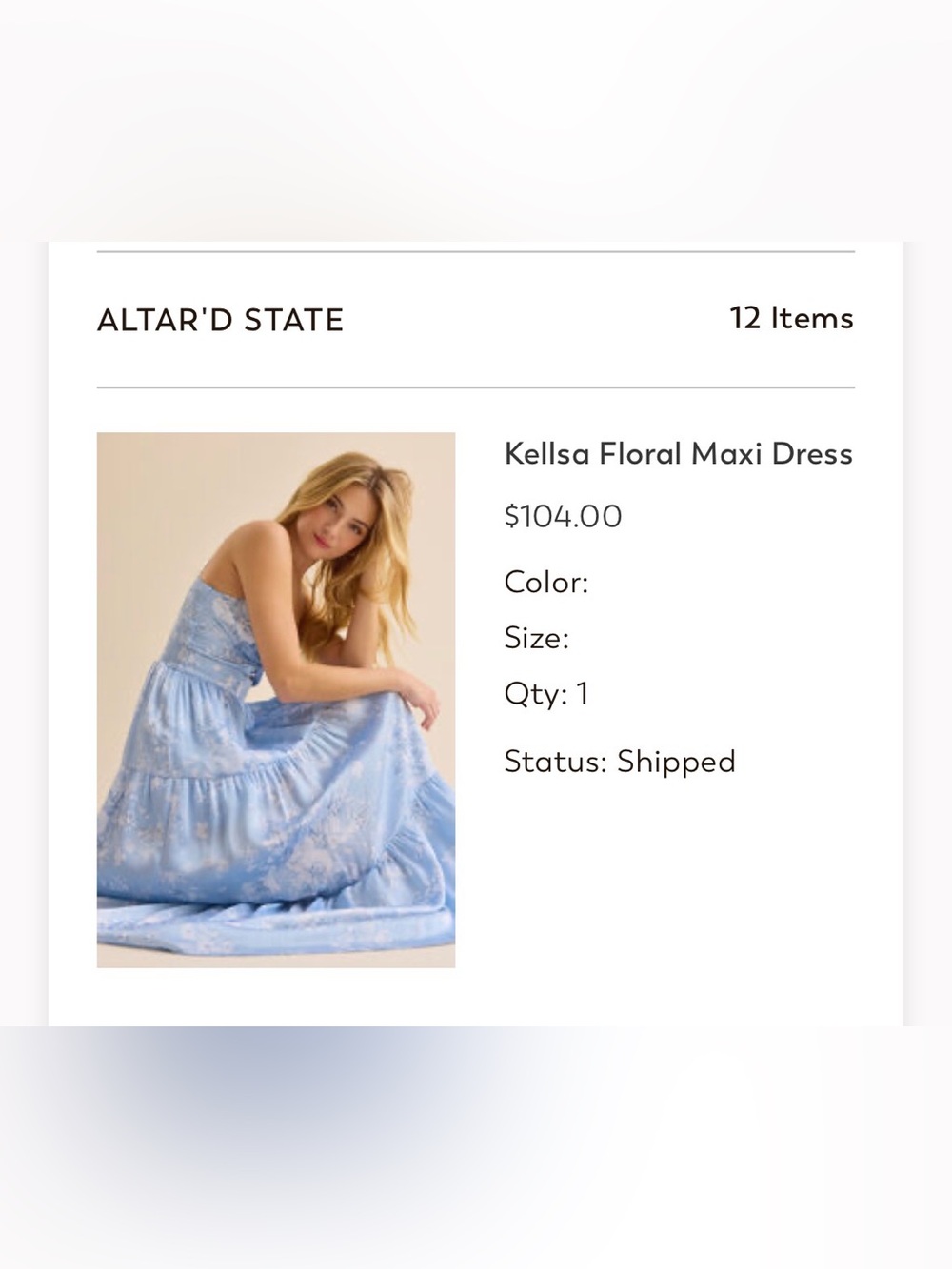 Altar'd State Light Blue Floral Kellsа Maxi Dress